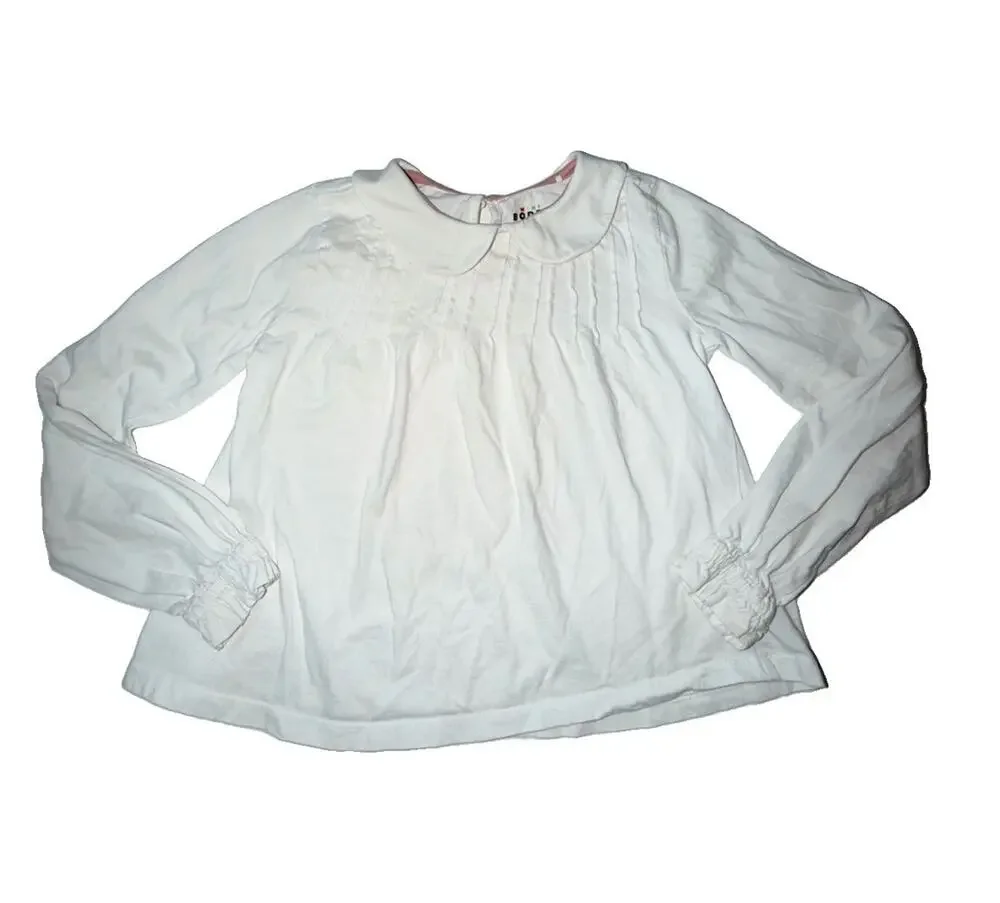 Mini Boden Girl’s White Long Sleeve Peasant Blouse Top 8 9 Years